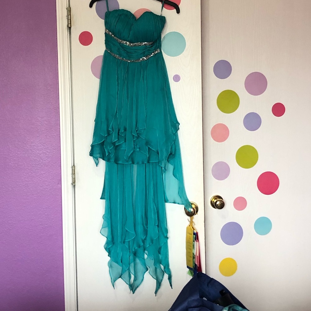 TEAL HIGH-LOW FORMAL DRESS FROM WINDSOR